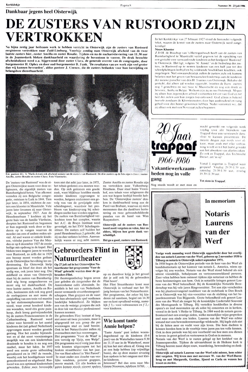Artikel 'Kerkklokje' 23-7-1986